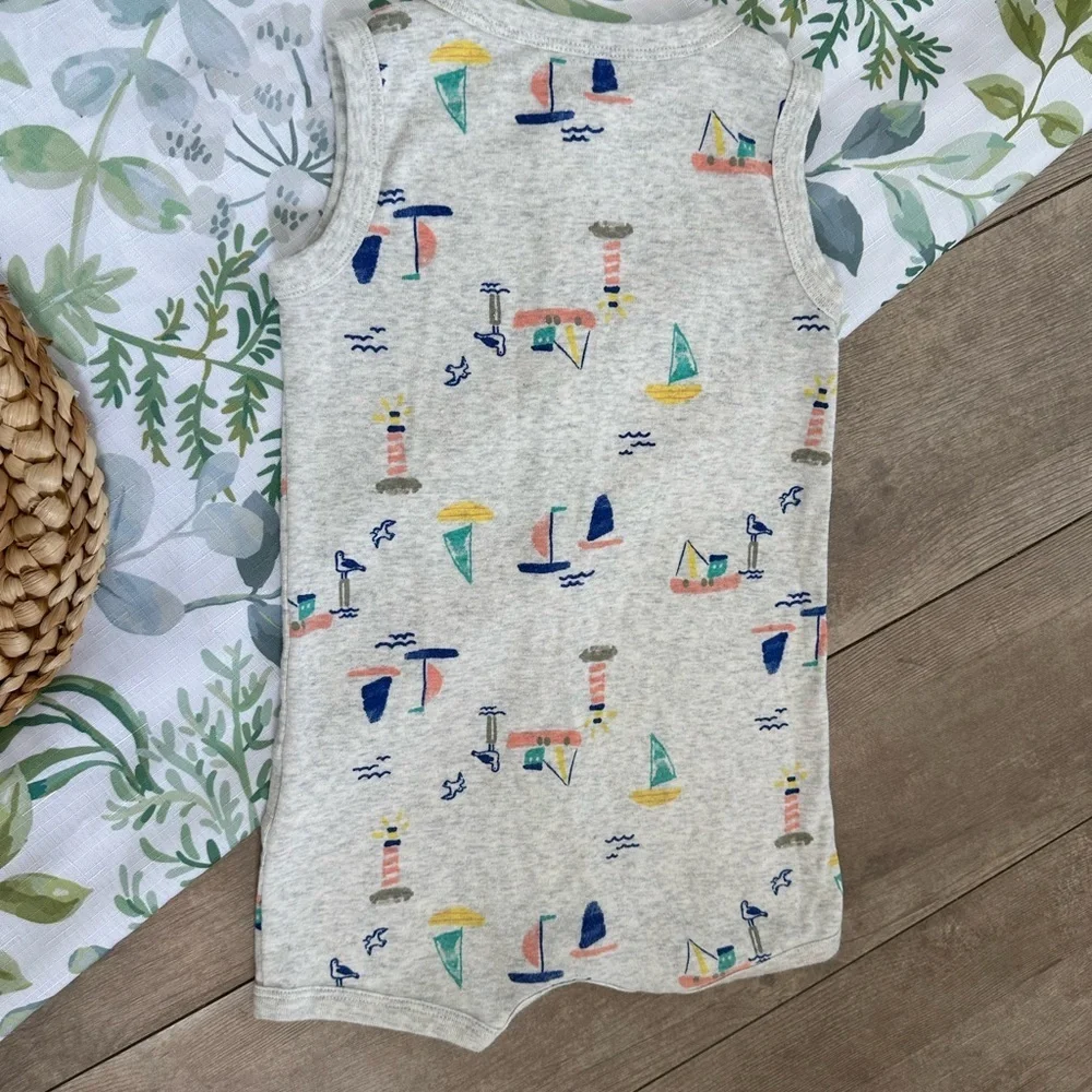 Carter’s Toddler Boy Sailboat Snap Up Sleeveless Romper Size 24 Months